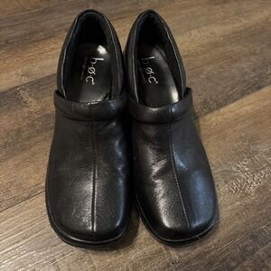 Born Concept Clogs Women's 9.5 Black Leather‎ Shoes Comfort Slip Ons